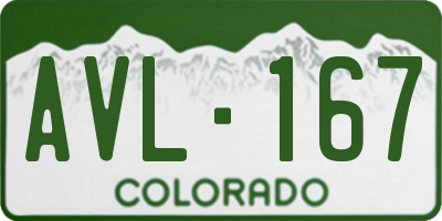 CO license plate AVL167