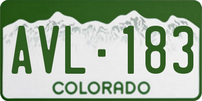 CO license plate AVL183