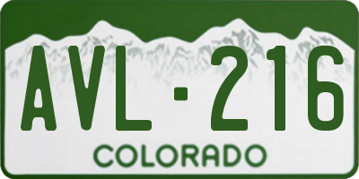 CO license plate AVL216