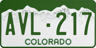 CO license plate AVL217