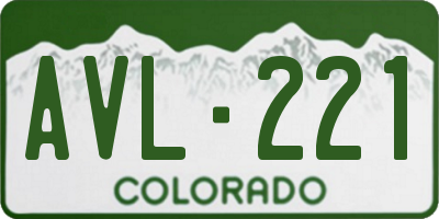 CO license plate AVL221