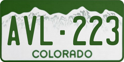 CO license plate AVL223