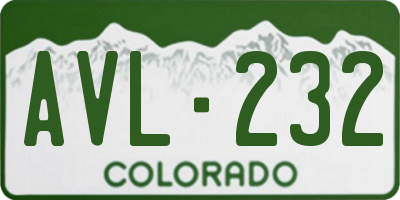 CO license plate AVL232