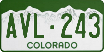 CO license plate AVL243