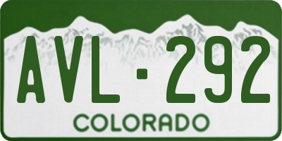 CO license plate AVL292