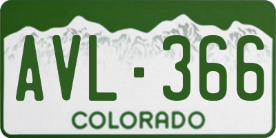 CO license plate AVL366