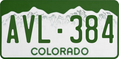CO license plate AVL384