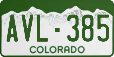 CO license plate AVL385