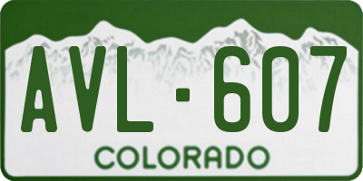 CO license plate AVL607