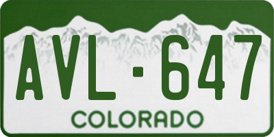 CO license plate AVL647