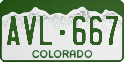 CO license plate AVL667