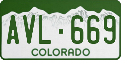CO license plate AVL669