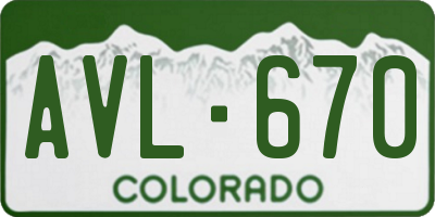 CO license plate AVL670