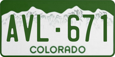 CO license plate AVL671