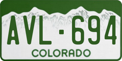 CO license plate AVL694