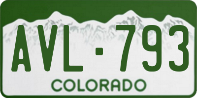 CO license plate AVL793