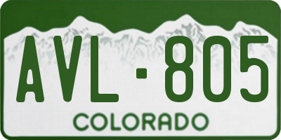 CO license plate AVL805
