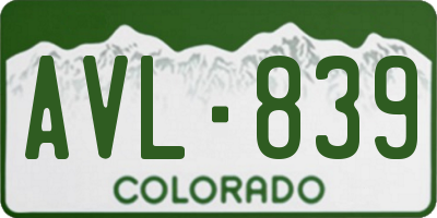 CO license plate AVL839