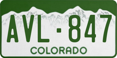 CO license plate AVL847