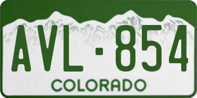 CO license plate AVL854