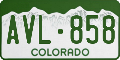 CO license plate AVL858