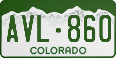 CO license plate AVL860