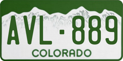 CO license plate AVL889