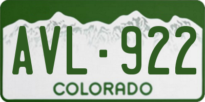 CO license plate AVL922