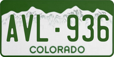 CO license plate AVL936