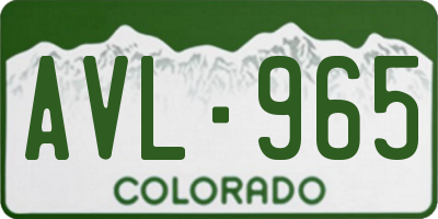CO license plate AVL965
