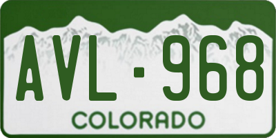 CO license plate AVL968