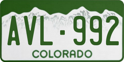 CO license plate AVL992