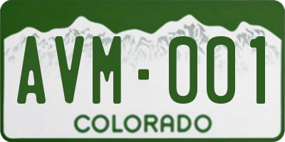 CO license plate AVM001