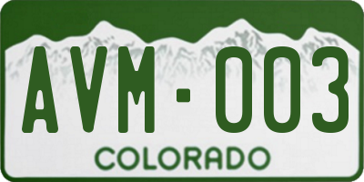 CO license plate AVM003