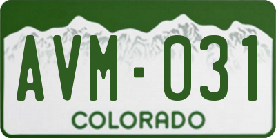 CO license plate AVM031
