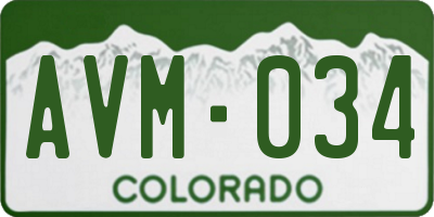 CO license plate AVM034