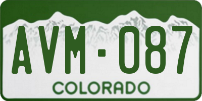 CO license plate AVM087
