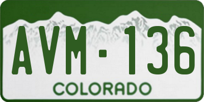 CO license plate AVM136