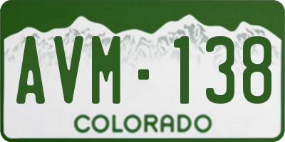 CO license plate AVM138