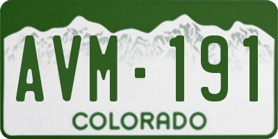 CO license plate AVM191