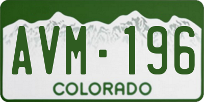 CO license plate AVM196