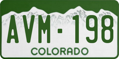 CO license plate AVM198