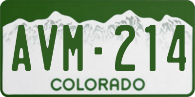 CO license plate AVM214