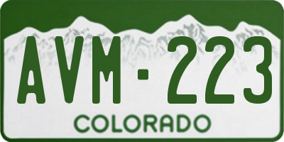 CO license plate AVM223