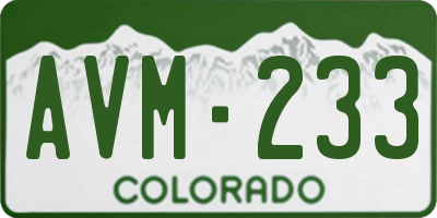 CO license plate AVM233