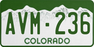 CO license plate AVM236
