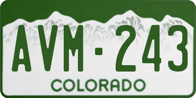 CO license plate AVM243