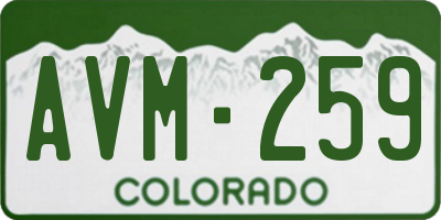 CO license plate AVM259
