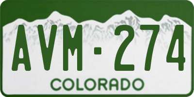 CO license plate AVM274