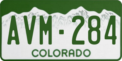 CO license plate AVM284
